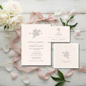 Blush Pink Botanical Monogram Wedding Invitation