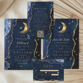 Carte D'accompagnement Navy Celestial Mariage Or