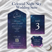 Menu de mariage Nuit étoilée avec nom de l'invité