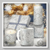 Ruban En Satin Dentelle en céramique grise et flocon de neige