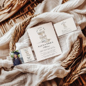 Invitation Champagne Pearl Bow Graduation