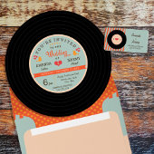 Carte de Mariage Turquoise noir Retro