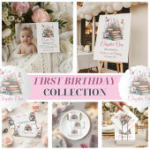 Chapter One 1st Girl Book Theme First Birthday Bedankkaart