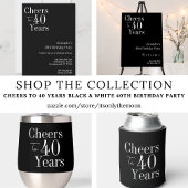 Invitation Soirée de 40 ans Noir Blanc 40e anniversaire