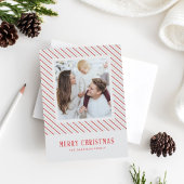 Étiquette Red Stripe Joyeux Noël Festif brillant