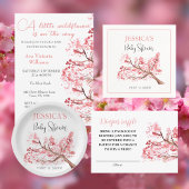 Invitation Cerise Fleur Un Petit Baby shower Fleur sauvage