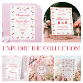 Poster Cherry On Top Aquarelle Rose Bow Cadeau et carte