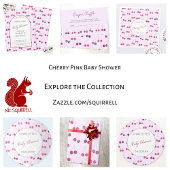 Cherry Pink Baby shower Gift Registry QR-code Informatiekaartje