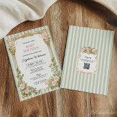 Carte Sage Vintage Stripe Bridal Shower Advice card