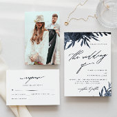 Chic Blue Calligraphie Mariage Rsvp Réponse