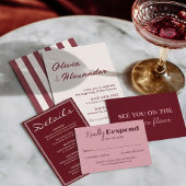 Save The Date Classy Deep Red Cream Fancy Chic Wedding