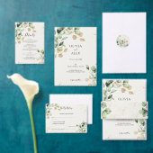 Elegante Eucalyptus groen & gouden accenten bruilo Informatiekaartje (Personaliseer de collectie van deze zelfstandige maker.)