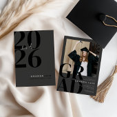 Faire-part Chic Modern Photo Charcoal Graduation
