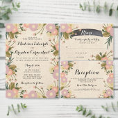 Chique rustieke Waterverf Floral Canvas Bruiloft Kaart (Personaliseer de collectie van deze zelfstandige maker.)