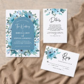 Elegante moderne stoffige blauwe trouwtafel nummer acryl bord (Personaliseer de collectie van deze zelfstandige maker.)