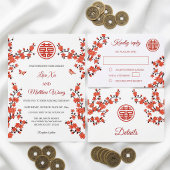 Save The Date Mariage chinois Rouge cerisier blanc