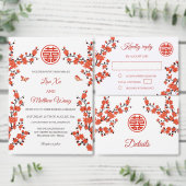 Invitation Code QR | Fleur rouge | Mariage chinois (Personnalisez la collection de ce créateur indépendant.)