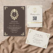 Menu Mariage Monogramme Baroque Or Brun Chocolat Doré (Personnalisez la collection de ce créateur indépendant. )