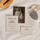 Invitation Code QR de mariage photo marron chocolat argent de