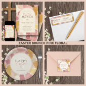 Religieuze Paasbrunch Moderne Roze Bloemen Kaart