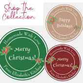 Sticker Rond Verre de Noël Cadeau alimentaire maison