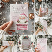 Invitation aquarelle rose Noël Père Noël 1er anniversaire