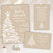 Invitation Baby shower des couples neutres beige de Noël