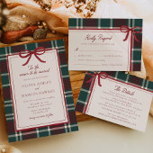 Cartons Réponse Burgundy Green Plaid Christmas Bow Wedding