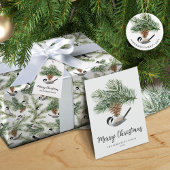 Winter Chickadee Pine Branch-kerstpatroon Tissuepapier