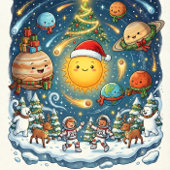 Whimsical Fun filled Solar System Christmas Party Sticker