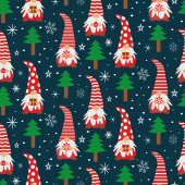 Papier Mousseline Gnomes de Noël mignons avec des arbres et des floc