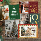 Retro Stripes Merry Xmas Script Retouradres Etiket
