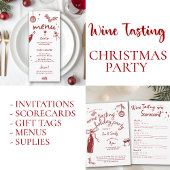 Invitation Wine Tasting Holiday Party Hand Drawn Whimsical