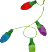 Faire-part Chaîne de lumières de Noël colorées, Mariage