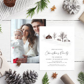 Cartes Pour Fêtes Annuelles Noël Monochrome Paysage d'hiver Affaires