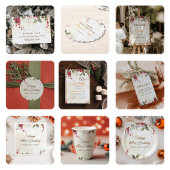 Kerstrood Poinsettia Floral Birthday Party Bedankkaart