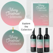 Invitation Fête de Noël Green Pink Ombre