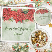 Invitation Noël Poinsettia Surprise fête d'anniversaire