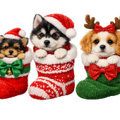 Étiquette Chiots de Noël dans un bas