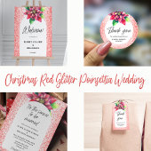 Sticker Rond Parties scintillant rouge de Noël Poinsettia Initi