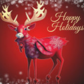 Tote Bag Noël Red Reindeer Snowflakes Vacances d'hiver