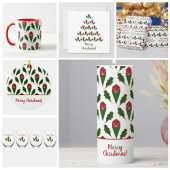 Gepersonaliseerd Red Roses Art & Holly Holiday Grosgrain Lint