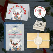 Papier Cadeau Fun Reindee Rouge Blanc Vert Noël Aquarelle