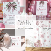 Zitplaatskaart kerst roze sneeuwvlok thema poster