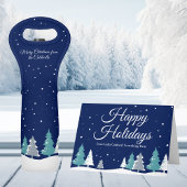 Blauw Kerstfeest Winterbomen aangepaste dessert Papieren Bordje