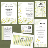 Modern Citrus Green Wildflower Stripe Wedding Menu