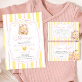 Invitation Baby Shower Citron Rayures Bébé Fille