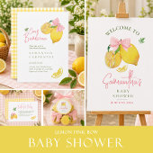 Invitation Cadeau bébé shower citron rose