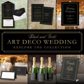 Invitation Tout En Un Noir Et Or QR Code Art Déco Monogramme Mariage