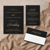 Signe De Table Menu de mariage classique noir et or avec code QR (Personnalisez la collection de ce créateur indépendant. )